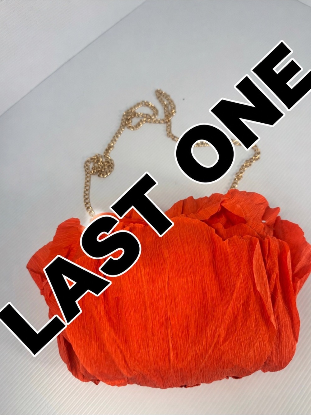 AKIRA Orange Floral Petal Clutch Purse Gold Chain Shoulder Bag NWT